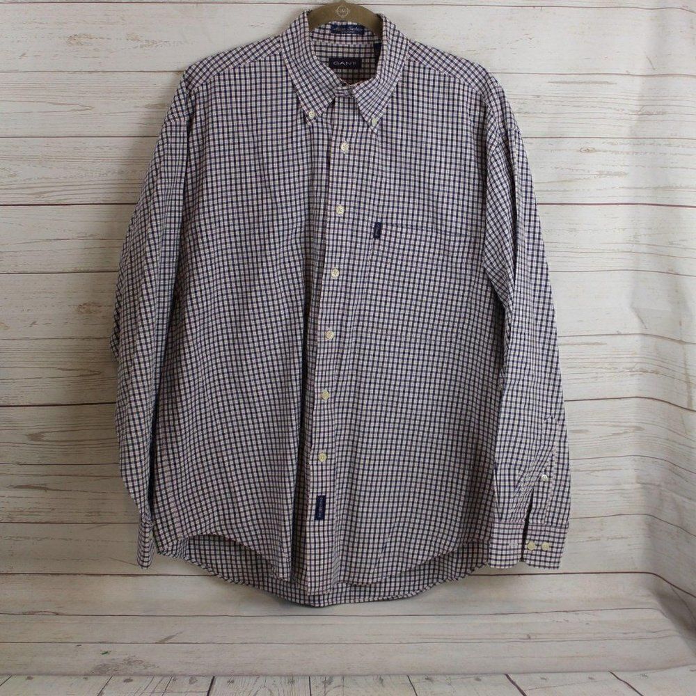 Nwot Gant L Micro Tartan Button Check Shirt